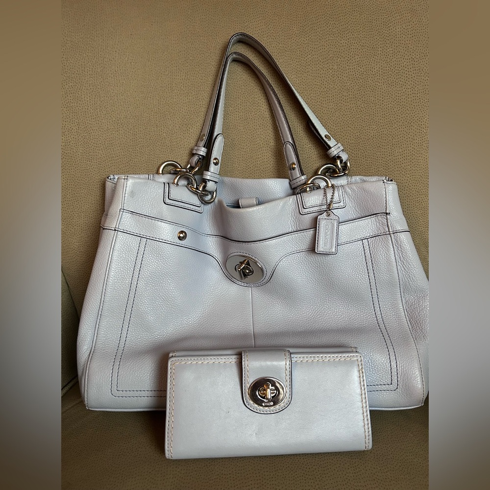Coach leather handbag and wallet